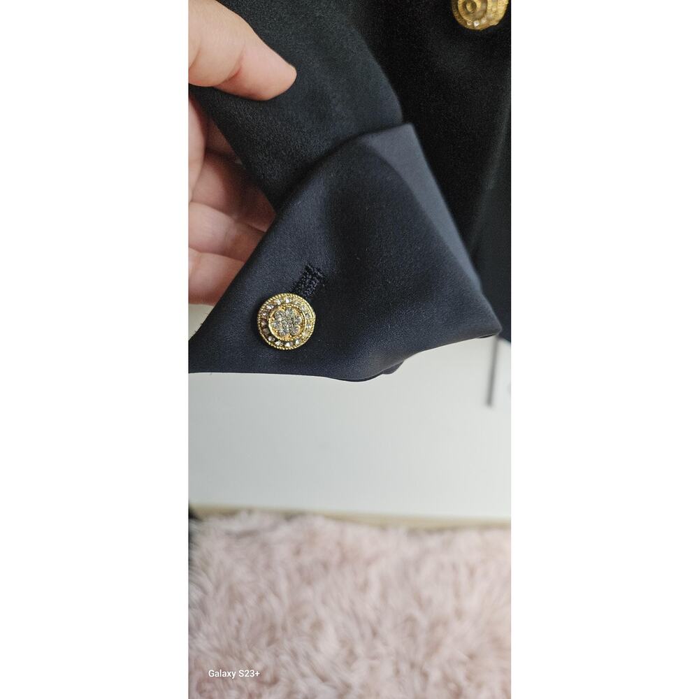 Vintage Augustus Royal Renaissance  90s Black Wool Blazer Size 12 Made In USA - Picture 10 of 13